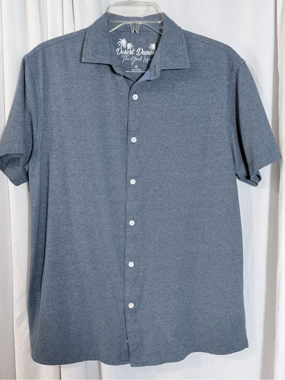 Desert Dunes Men's Slate Blue Short-Sleeve Button-Up Shirt